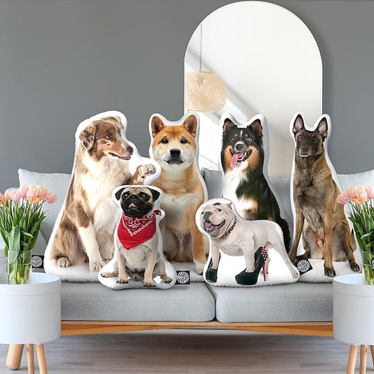All About Vibe Custom Pet Pillow, 3D Printed Personalized Dog Shaped Pillow - 22" Medium