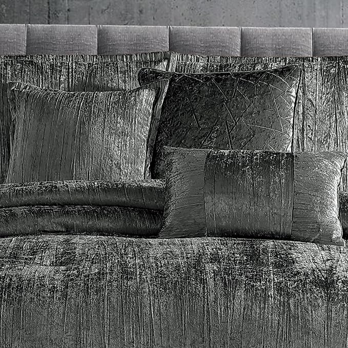 Riverbrook Home Turin Comforter Set, King, Charcoal, 7-Piece Set