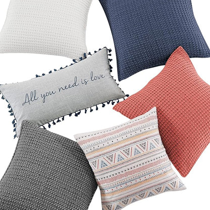 Levtex Home - Mills Waffle - Decorative Pillow - Poly Filled - Bright White - Sham Size (20 x 20in.)