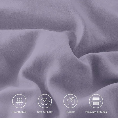 Andency Grayish Purple California King Comforter Set, 3 Pieces Lightweight Fluffy Farmhouse Shabby Chic Bedding Comforter Sets, Soft Microfiber All Season Cal King Bed Sets(104x96Inch)
