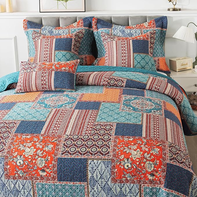 BEDIFANY Cotton Queen Size Quilt Sets, Soft Lightweight Bedspread Queen Size Soft Farmhouse Queen Queen Bedding Sets for Bed Decorations for All Seasons, 3 Pieces