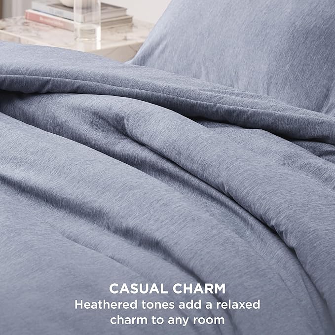 Bedsure King Size Comforter Set - Navy Blue Soft Bedding for All Seasons, Cationic Dyed Bed Set, 3 Pieces, 1 King Size Comforter (104"x90") and 2 Pillow Shams (20"x36"+2")