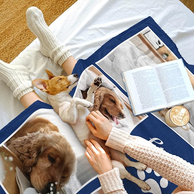 Personalized Pets Blanket with Photos, Custom Blanket for Small Dogs, Personalized Dog Blankets with Picture, Memorial Gifts for Pet Passing Away