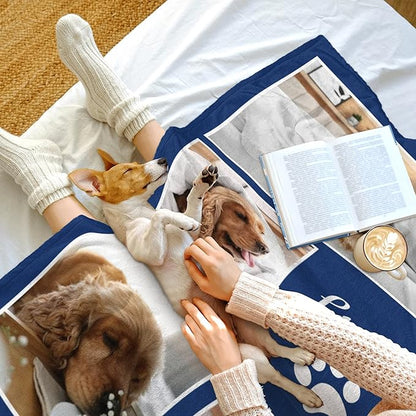 Personalized Pets Blanket with Photos, Custom Blanket for Small Dogs, Personalized Dog Blankets with Picture, Memorial Gifts for Pet Passing Away