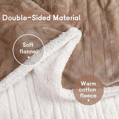 Heated Blanket Electric Blanket Full Size 72''x84'' with 9 Heating Levels, 1-10 Hour Auto Shut Off, Machine Washable, Flannel & Sherpa Soft Warming Blanket for Couch, Bed, Office - Brown