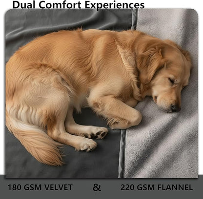 Waterproof Blanket for Bed King Size, Leak Proof Dog Couch Blankets Reversible, Pet Throw Sofa Furniture Protector Machine Washable-82 x108,Black+Lightgrey