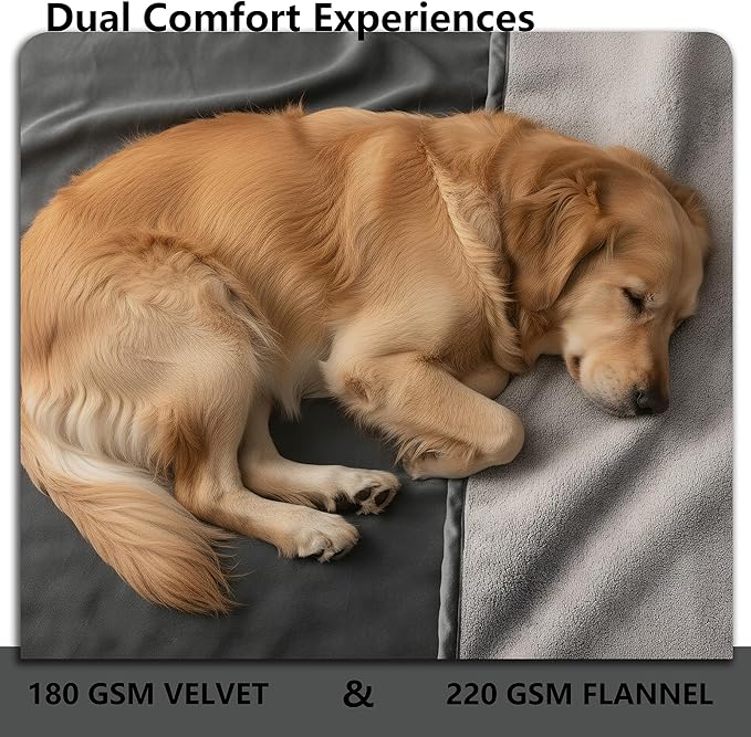 Waterproof Blanket for Couch, Leak Proof Dog Bed Blankets Reversible, Pet Throw Sofa Furniture Protector Machine Washable-68 x82,Black+Lightgrey