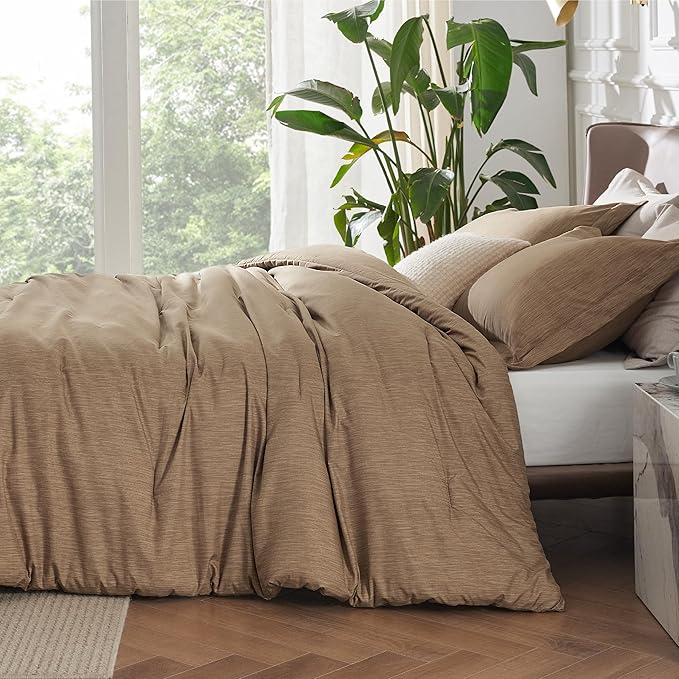 Bedsure California King Comforter Set - Brown Soft Bedding for All Seasons, Cationic Dyed Bed Set, 3 Pieces, 1 California King Size Comforter (104"x96") and 2 Pillow Shams (20"x36"+2")