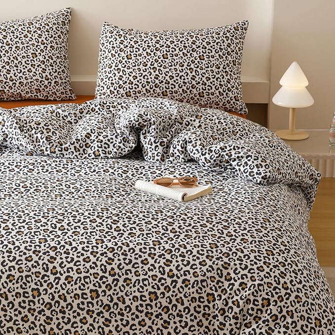 Houseri Leopard Comforter Set King Black Cheetah Print Bedding Sets Quilt Stylish and Bold Animal Print Bed Blanket King Size