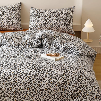 Cottonight Leopard Comforter Set Full Animal Cheetah Print Bedding Set 3 Pieces Leopard Print Comforter Fluffy Soft Bedding Set Kids Teens Full Comforter with 2 Pillowcases
