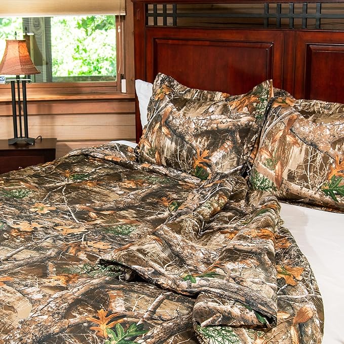 Northwest Realtree Full/Queen Size 1 Comforter and 2 Sham Set, All Seasons, Men and Women Soft Cabin Bedding, Edge Camo