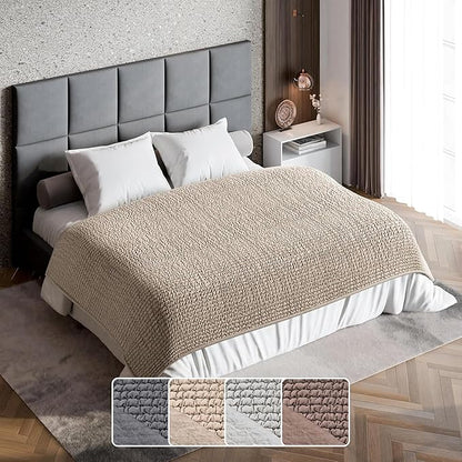 PAULATO BY GA.I.CO. Waterproof Blanket for Bed – King Absorbent Couch Cover – Machine Washable Stain-Resistant Pad for Large Sofa – Pets Cat & Dog Friendly Furniture Protector - Macadamia