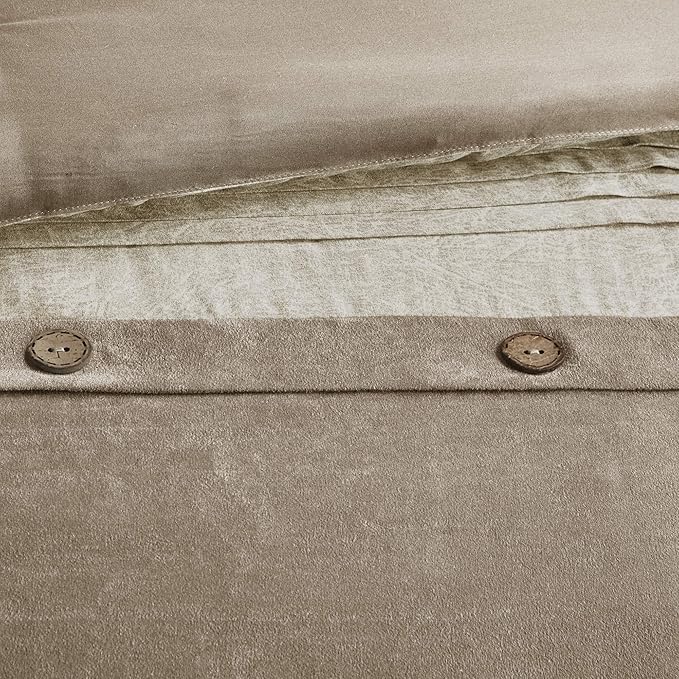 Madison Park Boone Cozy Comforter Set, Faux Suede, Deluxe Hotel Styling All Season Down Alternative Bedding Matching Shams, Decorative Pillow, Queen (90 in x 90 in), Rustic Tan 7 Piece