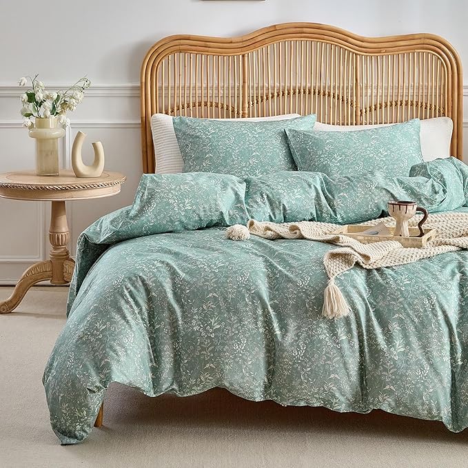 mixinni Sage Green Comforter Set Twin XL-Exquisite Floral Twin XL Size Comforter Set for All Seasons, 3 Pieces, 1 Wildflower Plants Comforter (68"x90") and 2 Pillow Cases (20"x26"), Sage Green