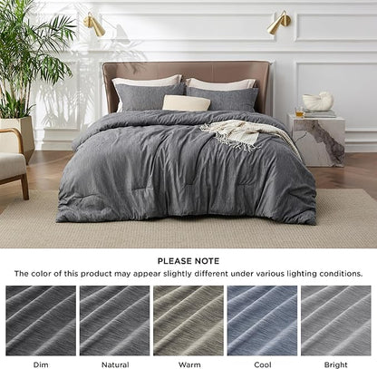 Bedsure Full Comforter Set - Charcoal Grey Soft Bedding for All Seasons, Cationic Dyed Bed Set, 3 Pieces, 1 Full Size Comforter (82"x86") and 2 Pillow Shams (20"x26"+2")