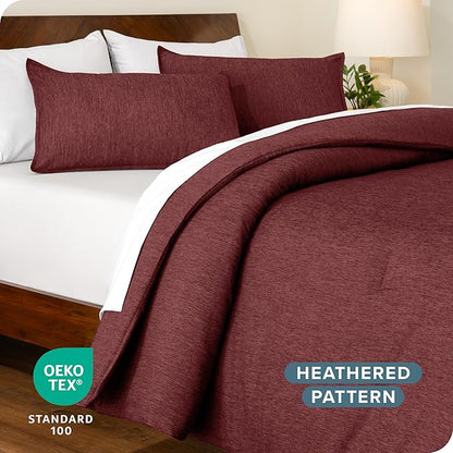 Bare Home Comforter Set - King Size - Ultra-Soft - Goose Down Alternative - Premium 1800 Series - All Season Warmth Comforter (King, Heathered Rose)