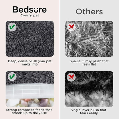 Bedsure Calming Dog Bed for Extra Large Dogs - 45in Donut Washable Large Pet Bed, Anti-Slip ＆Removable Cover,420GSM Round Anti-Anxiety Fluffy Plush Faux Fur, Fits up to 100lbs Pets,Plus Version