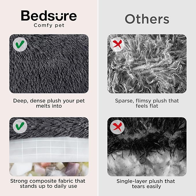 Bedsure Calming Dog Bed Medium Size Dog - 30in Donut Round Washable Medium Pet Bed, Anti-Slip＆Removable Cover,420GSM Anti-Anxiety Fluffy Plush Faux Fur,Fits up to 45 lbs Pets,Plus Version