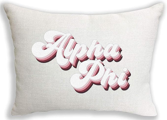 Sorority Shop Alpha Phi Pillow – Retro Design, 12" x 16" Lumbar Pillow Sorority