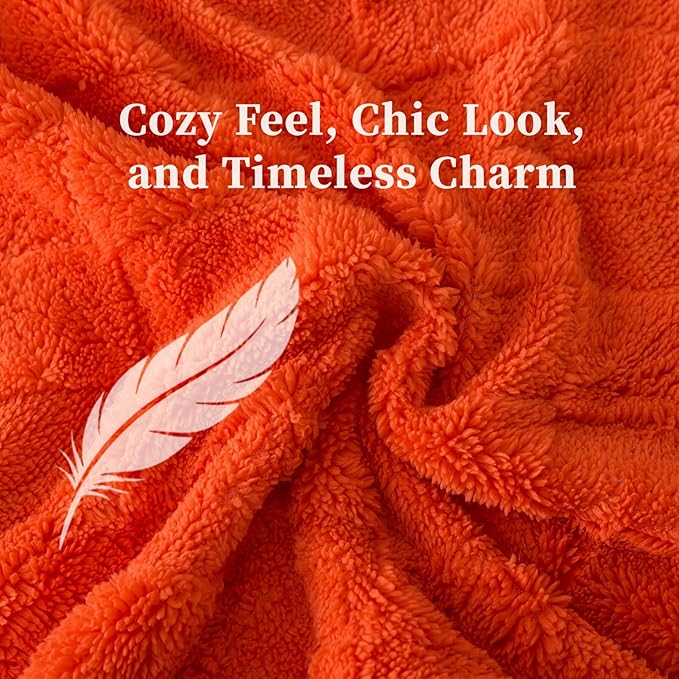 ELNIDO QUEEN® Fluffy Comforter Set Twin, Burnt Orange Winter Fleece Comforter Ultra Soft & Extra Pluffy Plush Comforter Set, Cozy Fuzzy Bed Comforter 2 Pieces (1Comforter, 1 Pillowcase),88x64 inch