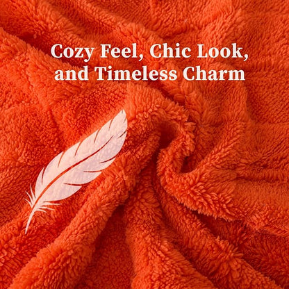 ELNIDO QUEEN® Fluffy Comforter Set Queen, Burnt Orange Winter Fleece Comforter Ultra Soft & Extra Pluffy Plush Comforter Set, Cozy Fuzzy Bed Comforter 3 Pieces (1Comforter & 2 Pillowcases),92x88 inch