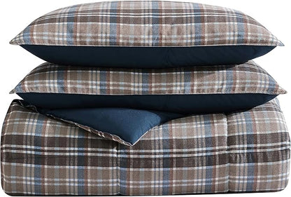 Eddie Bauer- King Comforter Set, Reversible Microsuede Bedding with Matching Sham(s), Casual Luxurious Bedding Set (Rugged Plaid Brown, King)
