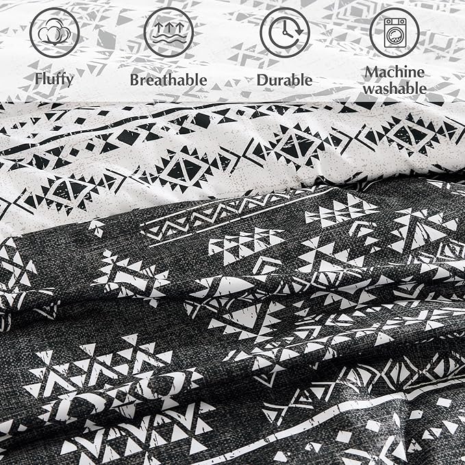 Geniospin King Size Comforter Set- 7 Pieces Boho Bed in a Bag, Western Bedding Set for All Seasons, Reversible Aztec Bedding, Lightweight Comforter Bed Set with Sheets, Pillowcases & Shams