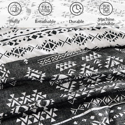 Geniospin King Size Comforter Set- 7 Pieces Boho Bed in a Bag, Western Bedding Set for All Seasons, Reversible Aztec Bedding, Lightweight Comforter Bed Set with Sheets, Pillowcases & Shams