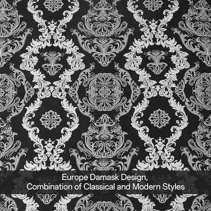 WONGS BEDDING 7 Pieces Comforter Set King Size, Black White Texture Bedding Set for All Season, Damask Soft and Breathable Bed in a Bag with Comforter, Flat Sheet, Fitted Sheet, Pillowcases & Shams