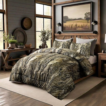 VISI-ONE Realtree Excape Camo Comforter Set King Size 3 Piece - Cozy Soft Lightweight Microfiber Bedding Machine Washable - Rustic Hunting Lodge Cabin RV Decor - Modern Farmhouse Outdoor Gift Set