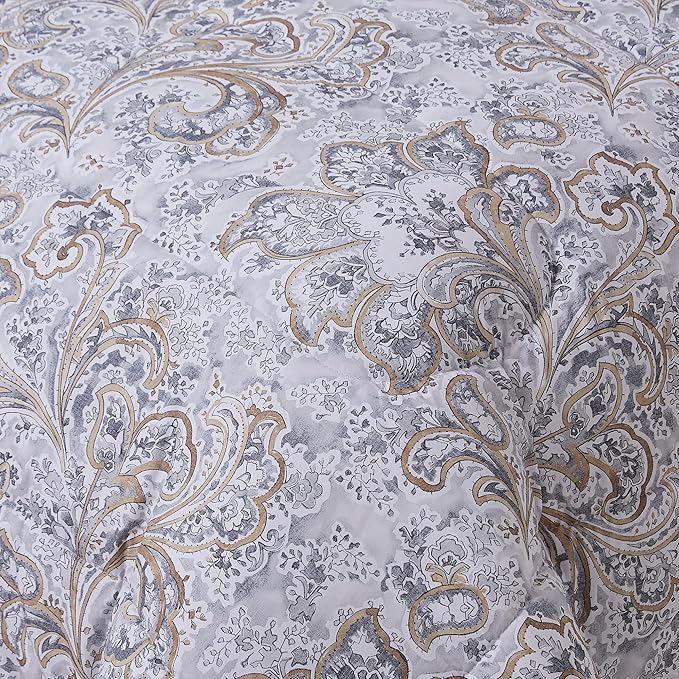 Paisley Comforter Set Twin Size with Sheets Bed in a Bag – Deep Pocket Fitted Sheet with Elastic Corners, Cozy Comforter, Pillowcases & Shams – Soft Microfiber All Season Bedding – Machine Washable