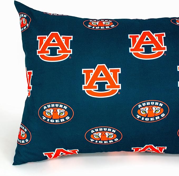 College Covers Everything Comfy Auburn Tigers Pillowcase Pair, King, 20" x 40", Includes 2 King Pillowcases