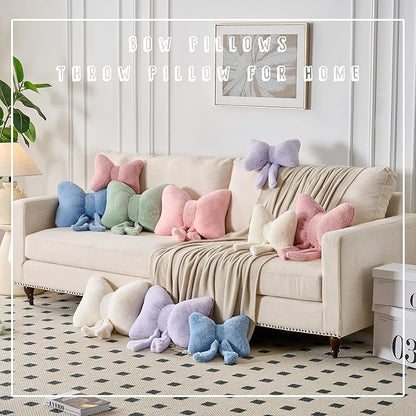 Bowknot Throw Pillows Bow Decorative Pillow Aesthetic Home Decor Knot Plush Pillows Soft Seat Cushions Cute Throw Pillow for Couch Bow Room Decor