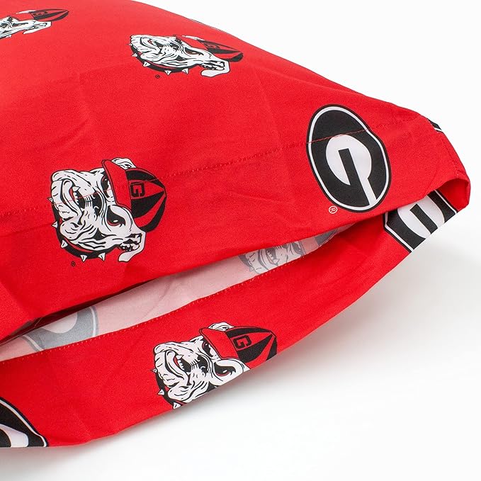 College Covers Everything Comfy Georgia Bulldogs Pillowcase Pair, King, 20" x 40", Includes 2 King Pillowcases