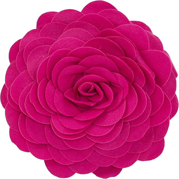 Fennco Styles Eva's Flower Garden Decorative Filled Throw Pillow 13" Round - Fuchsia Floral Accent Pillow for Home, Couch, Bed, Living Room, Holiday and Office Décor