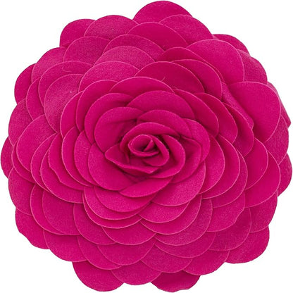 Fennco Styles Eva's Flower Garden Decorative Filled Throw Pillow 13" Round - Fuchsia Floral Accent Pillow for Home, Couch, Bed, Living Room, Holiday and Office Décor