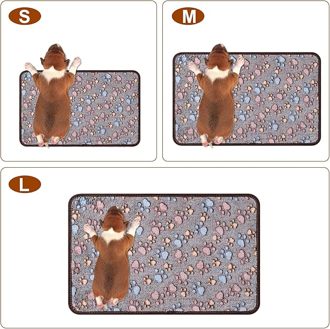 1 Pack 3 Blankets Super Soft Fluffy Premium Fleece Pet Blanket Flannel Paw Printed Throw for Dog Puppy Cat (Medium 30x20'', Dark Coffee, Brown, Purple)
