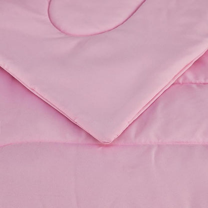 Amazon Basics 3-Piece Soft Microfiber Kid's Comforter and Pillow Sham Set, Full/Queen, Light Pink, Solid