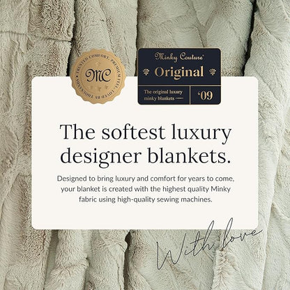 Minky Couture Sorbet Blanket - Ultra-Soft Throw for Silky Smooth Comfort - Premium Decorative Throw Blanket - Midweight, Breathable Fabric - Machine Washable Adult, Tranquil Dove