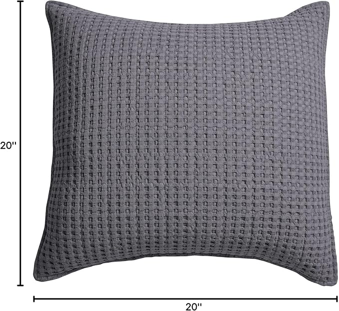 Levtex Home - Mills Waffle - Decorative Pillow - Poly Filled - Charcoal - Sham Size (20 x 20in.)