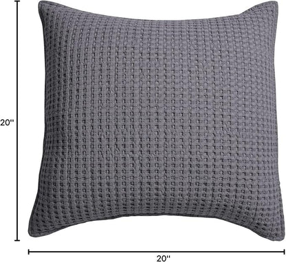 Levtex Home - Mills Waffle - Decorative Pillow - Poly Filled - Charcoal - Sham Size (20 x 20in.)