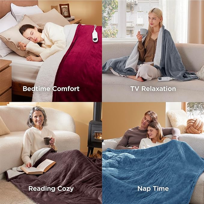 Bedsure Electric Blanket Twin - Soft Flannel Heated Blanket Twin Size, GentleSoft™ Fast Heating with 10 Time Settings & 6 Heat Settings, Warm Gift for Grandma (62x84 inches, Sage Green)
