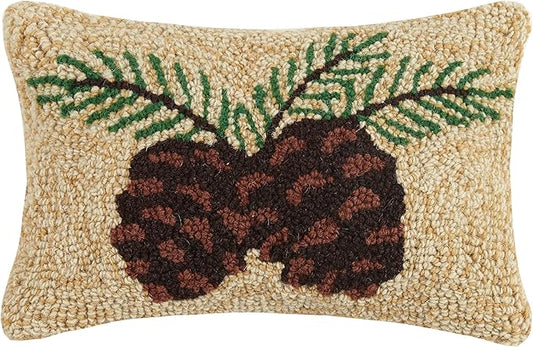 Peking Handicraft 30JSS800C12OB Pine Cone Hook Pillow, 8x12 Hook Pillow