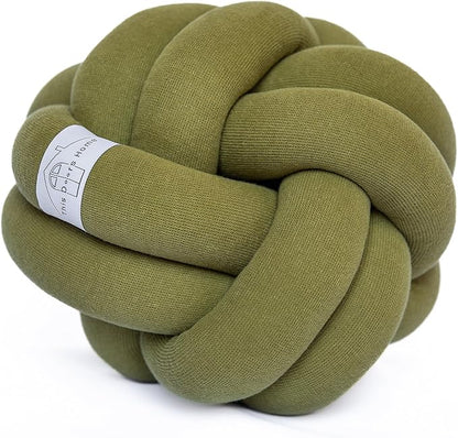 Large Knot Pillow Cotton Knot Pillow Ball |11in. Ball Pillow in 3 Classy Colors| Modern Home Decorative Knot Throw Pillow Knot Pillows|Knotted Pillow|Knot Ball Pillow (Olive Green)