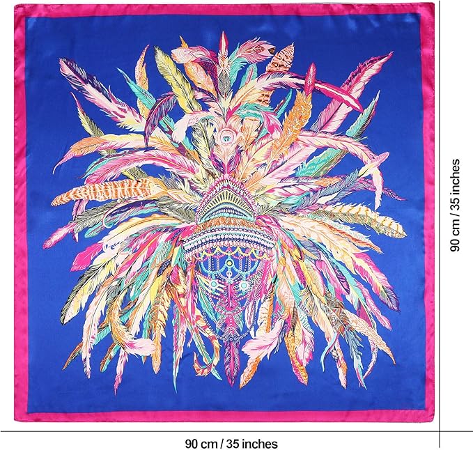 AWAYTR 35” Satin Large Square Head Scarves - 4PCS Silk Like Neck Scarf Hair Sleeping Wraps Satin Silk Scarfs for Women
