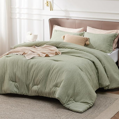 Bedsure Oversized King Comforter Set - Olive Green Soft Bedding for All Seasons, Cationic Dyed Bed Set, 3 Pieces, 1 Oversized King Size Comforter (120"x98") and 2 Pillow Shams (20"x36"+2")