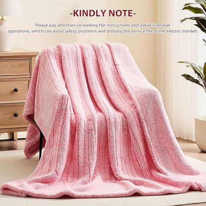 Heated Electric Blanket Queen Size - 84"x90" Flannel Heating Blanket with 10 Heating Levels & 5 Time Settings Over-Heat Protection, Winter Warmer for Adults with ETL Certification（Pink）