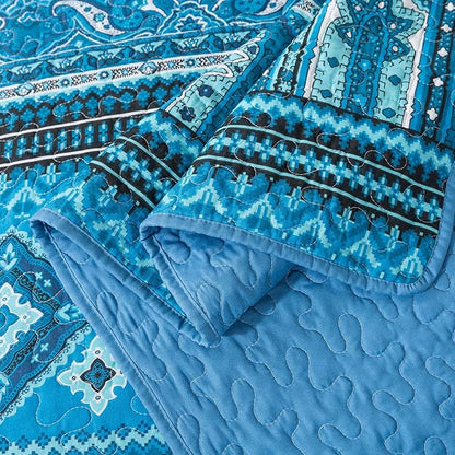 BEDIFANY Cotton Queen Quilt Sets, Lightweight Boho Queen Size Quilt Bedding Set with 2 Pillow Shams for Bed Decorations, Reversible Quilted Bedspread Coverlets for All Seasons