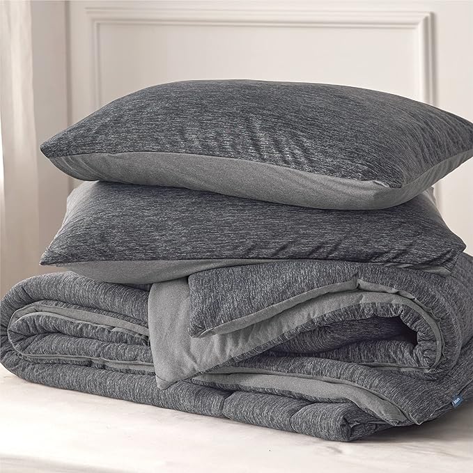 Bedsure King Comforter Set - Cooling and Warm Bed Set, Dark Grey Reversible Bedding for All Season, 3 Pieces, 1 King Size Comforter (102"x90") and 2 Pillow Cases (20"x36")