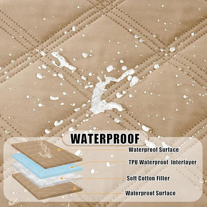 Smiry Waterproof Dog Bed Cover Blanket 68x82, Soft Reversible Pet Blanket, Washable Leakproof Cats Dogs Couch Cover for Sofa, Couch, Furniture, Camel/Camel